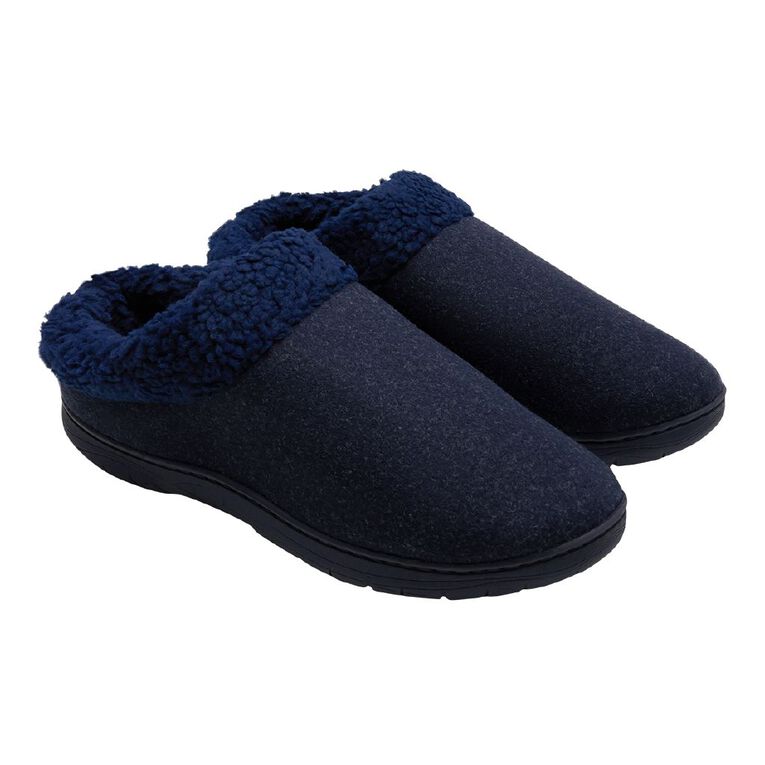 H&H Men's Memory Foam Scuff Slippers, Navy, hi-res