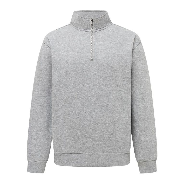 H&H Men's 1/4 Zip Sweat Panel Detail, Grey Marle, hi-res