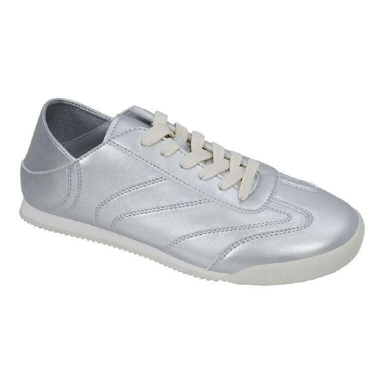 H&H Women's Low Top Silver Sneakers Silver The Warehouse