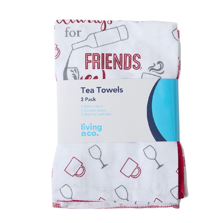Living & Co Tea Towels 3 Pack Assorted, , hi-res