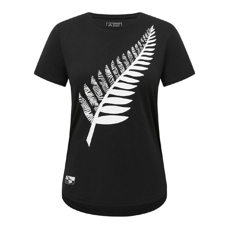 Active Intent Women's Supporter Crew Mesh Tee, Black, hi-res