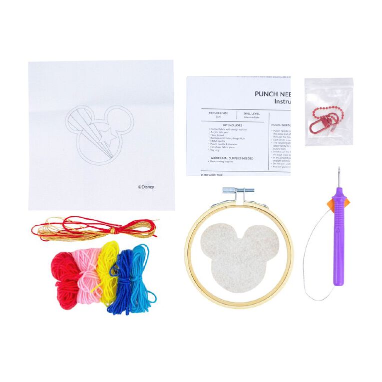 Punch Needle Key Ring 7cm Mickey Star Ears, , hi-res