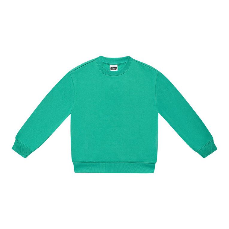 Young Original Kids' Plain Crew Sweat, Green Mid, hi-res