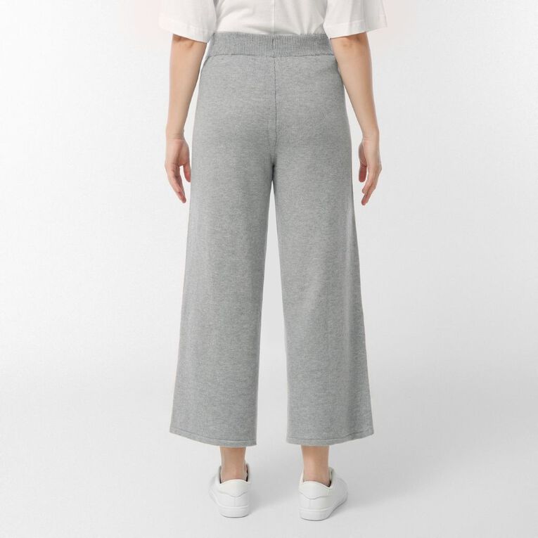 H&H Women's Knitted Wide Leg Pants, Grey Marle, hi-res