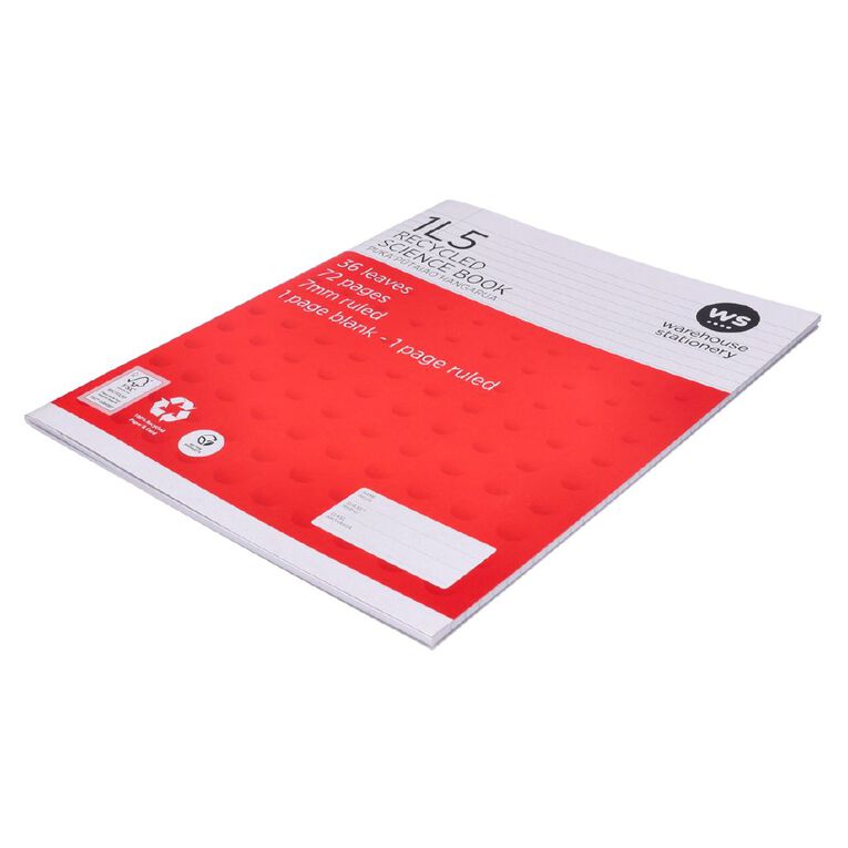 WS Exercise Book 1L5 7mm Ruled 36 Leaf Red Mid, , hi-res