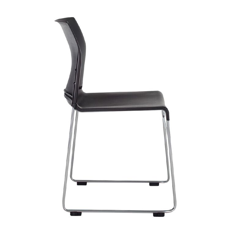 Buro Seating Envy Stacking Chair Black Reflective Silver Frame Black, , hi-res