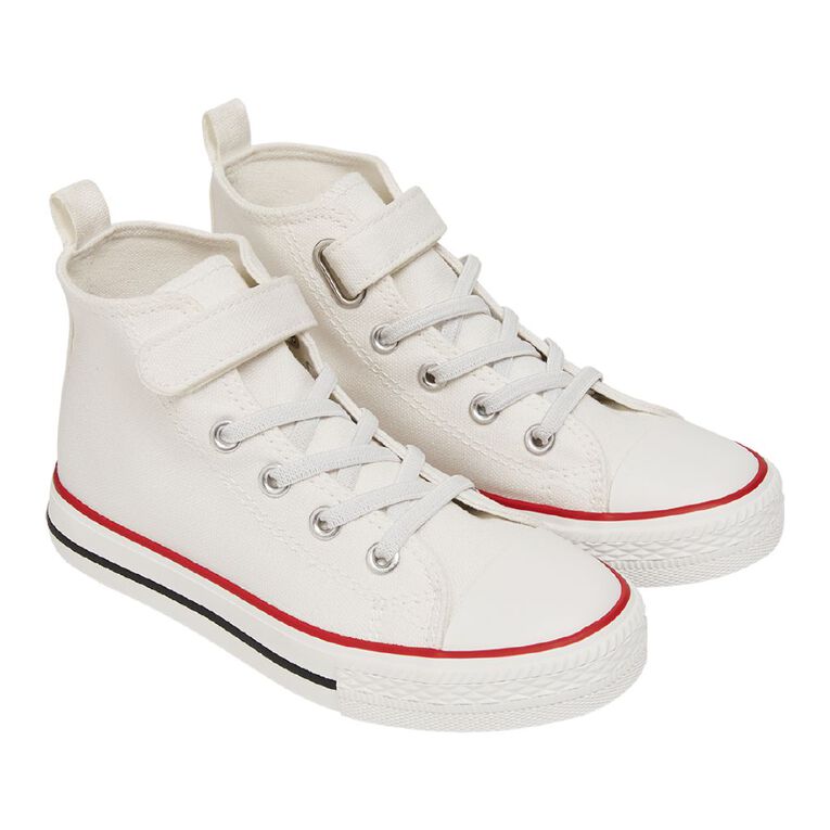Young Original Senior Kids' Jude Canvas High Top Sneakers, White, hi-res