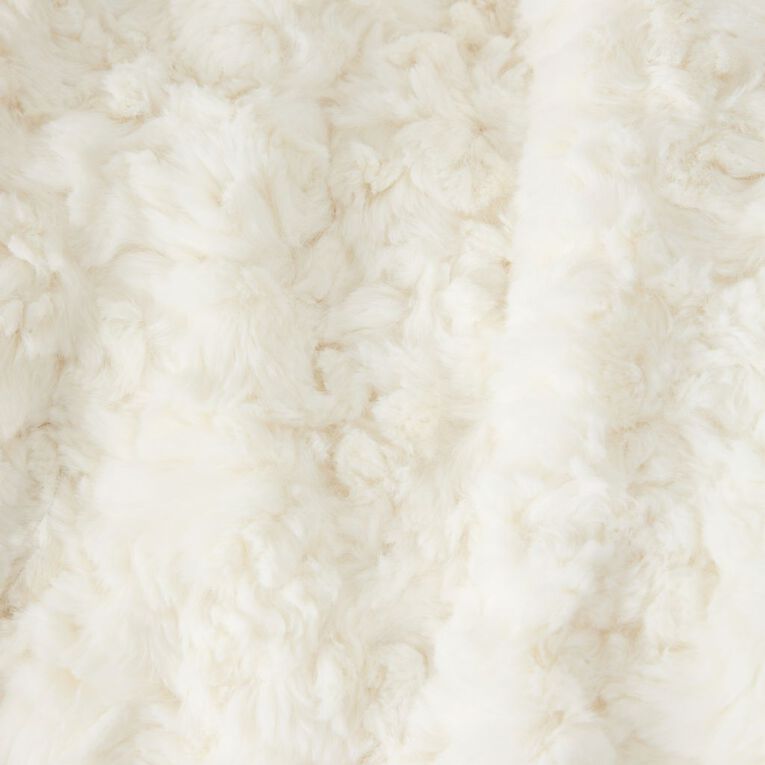 Living & Co Throw Faux Fur Texture Cream 127cm x 152cm, , hi-res
