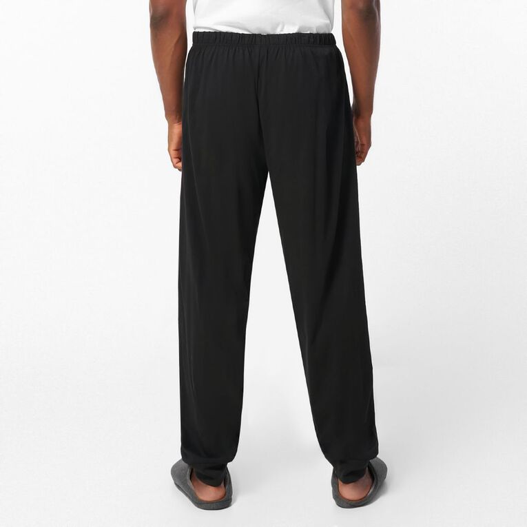 H&H Men's Knit Cuffed Pyjama Pants, Black, hi-res