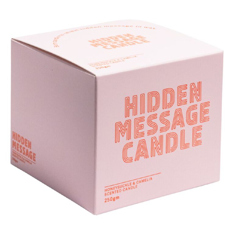 Living & Co Hidden Message Candle Honeysuckle & Camelia Pink 250g, , hi-res