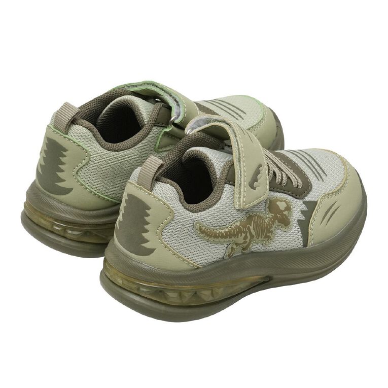Active Intent Junior Kids' Dino Light Up Trainers, Khaki, hi-res