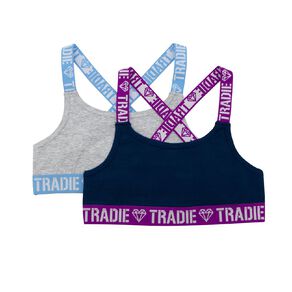 Tradie Girls' Crossback Crop 2 Pack