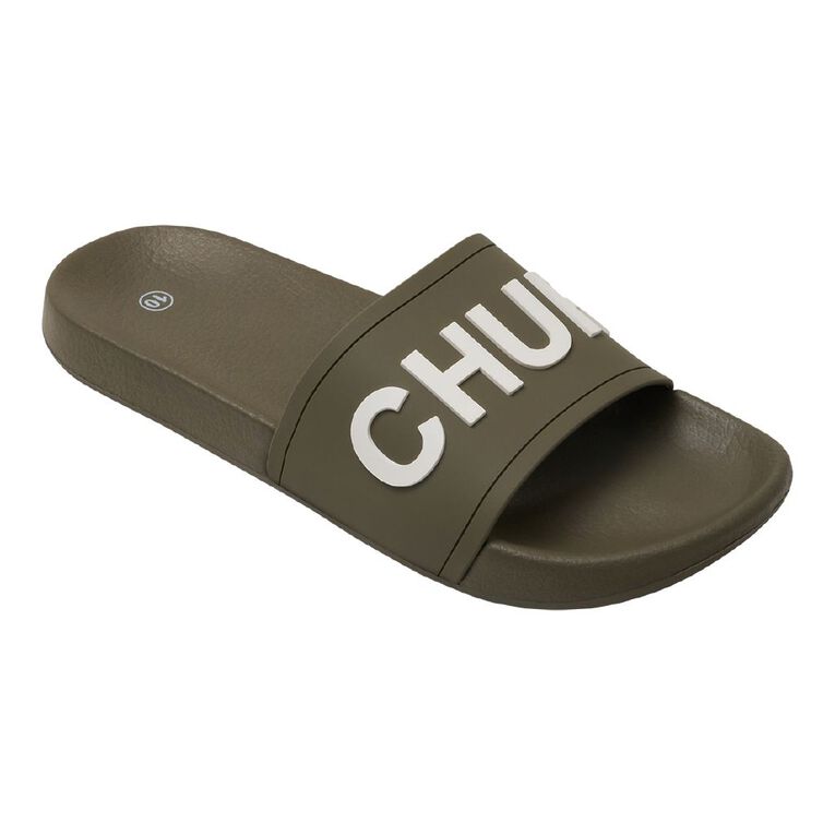 H&H Men's Slogan Slides, Khaki, hi-res