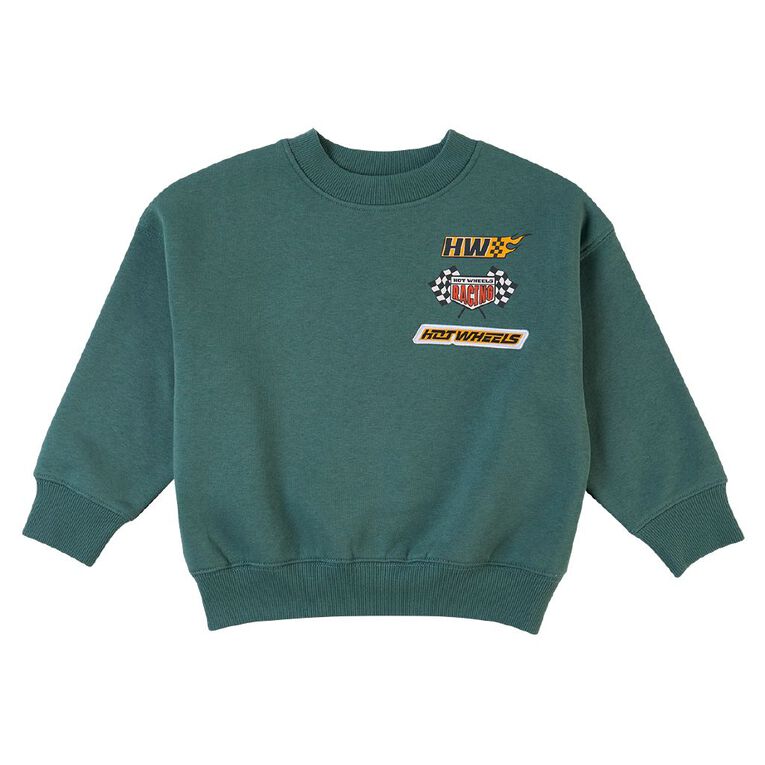 Hot Wheels Preschool Printed Sweatshirt, Green Dark, hi-res