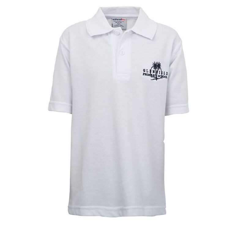 Schooltex Glenfield Short Sleeve Polo with Embroidery, White, hi-res