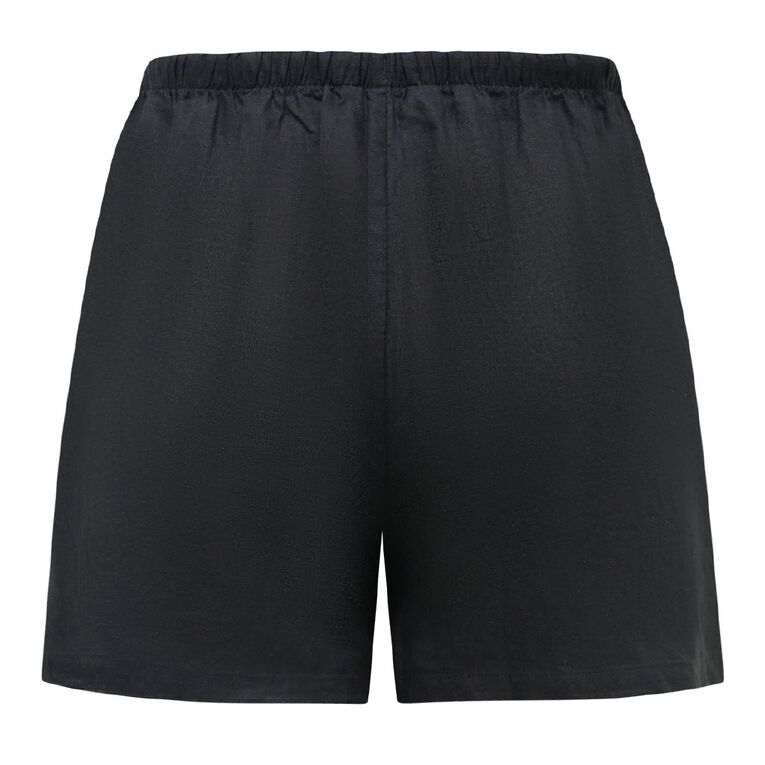 H&H Women's Relaxed Linen Blend Shorts, Black, hi-res