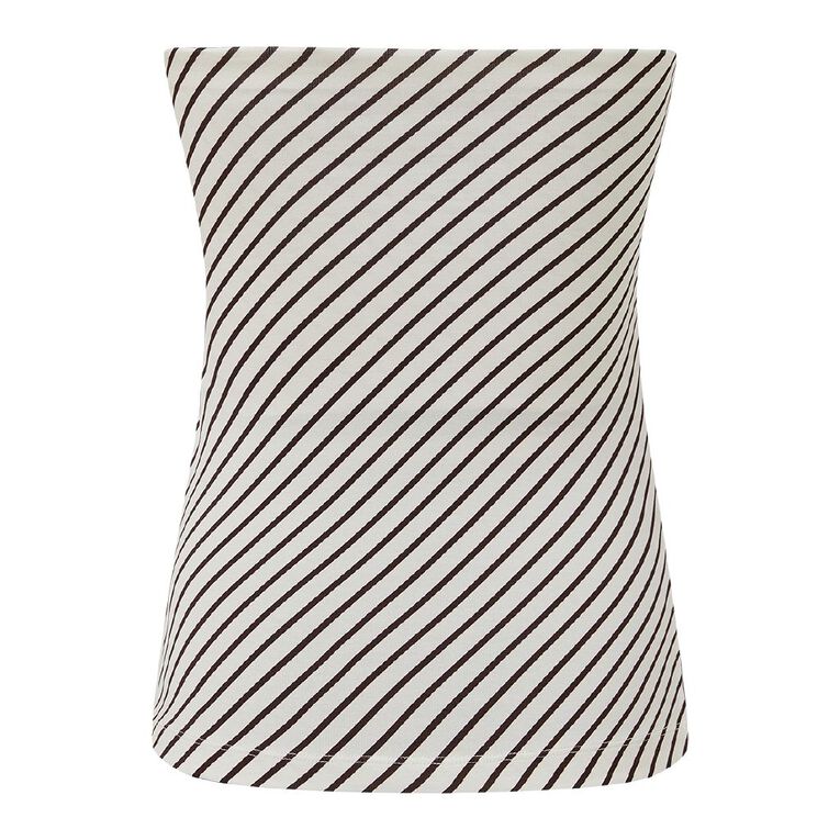 H&H Women's Contour Print Ruched Bandeau, Cream, hi-res