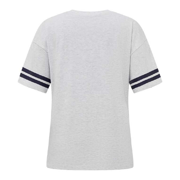 H&H Women's Short Sleeve Boyfriend Graphic Tee, Grey Mid, hi-res