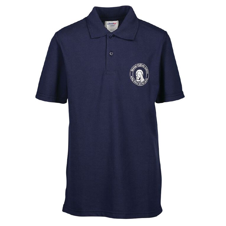 Schooltex Marian Catholic School New Short Sleeve Polo with Embroidery, Navy, hi-res