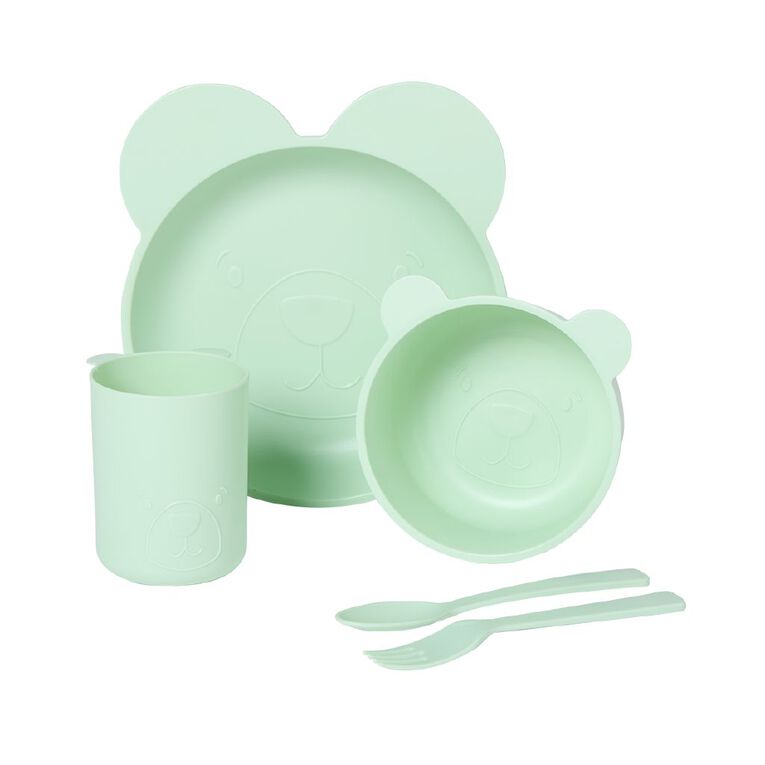 Living & Co Kids Bear 5 Piece Dinner Set Mint, , hi-res