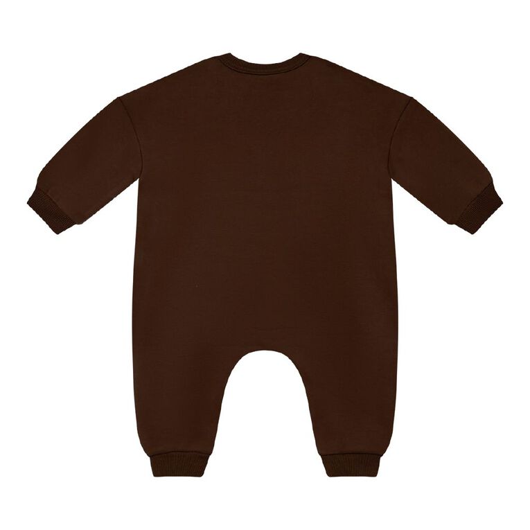 Young Original Babies' Heavy Fleece Romper, Brown Dark, hi-res