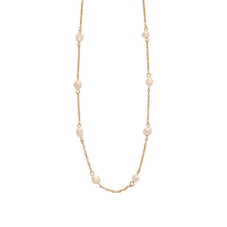 Waterproof Gold Plated Pearl Necklace, , hi-res
