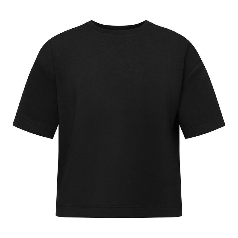 H&H Women's Short Sleeve Relaxed Modal Tee, Black, hi-res