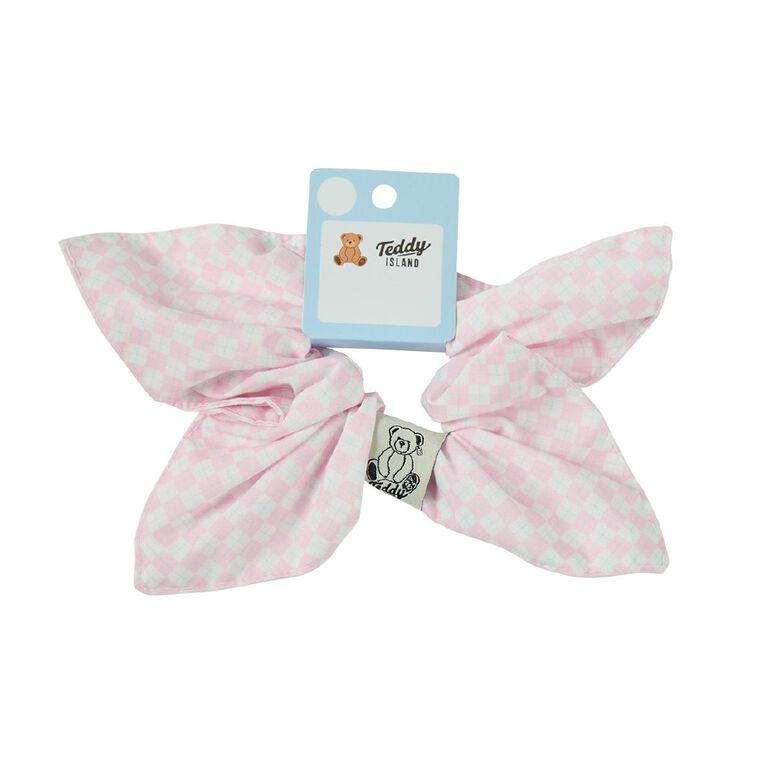 Teddy Island Bow Scrunchie Pink Stripe, , hi-res