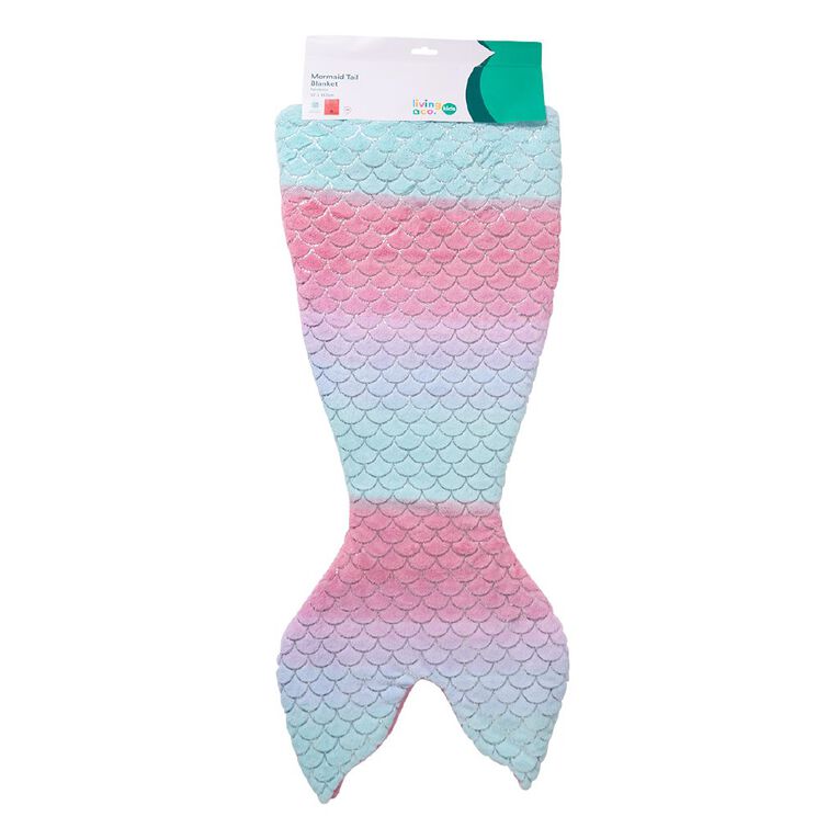 Living & Co Kids Blanket Mermaid's Tail Multi-Coloured 56cm, , hi-res