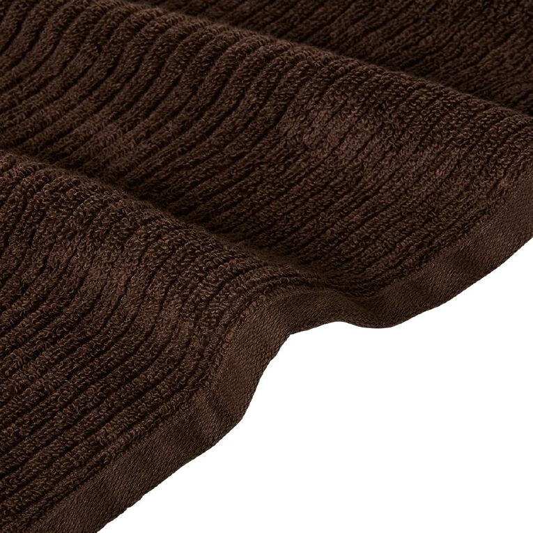 Living & Co Ribbed Bath Towel Brown Mid 68cm x 137cm, , hi-res