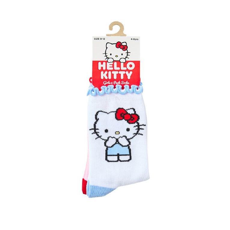 Hello Kitty Girls' Frill Socks 2 Pack, White, hi-res