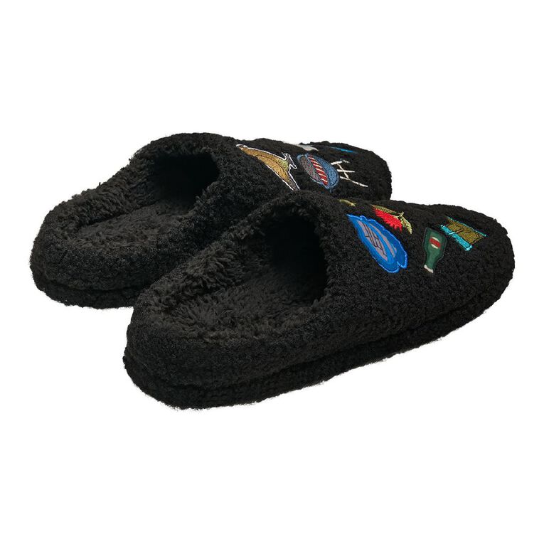 H&H Men's Kiwiana Scuff Slippers, Black, hi-res