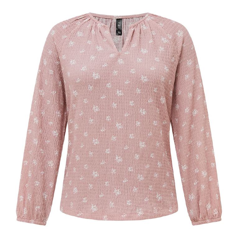H&H Women's V Neck Gathered Top, Pink Mid, hi-res