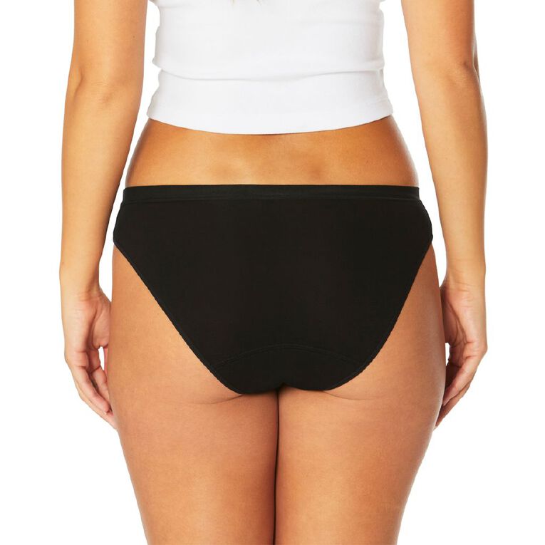 Love Luna Women's Period Bikini Briefs, Black, hi-res