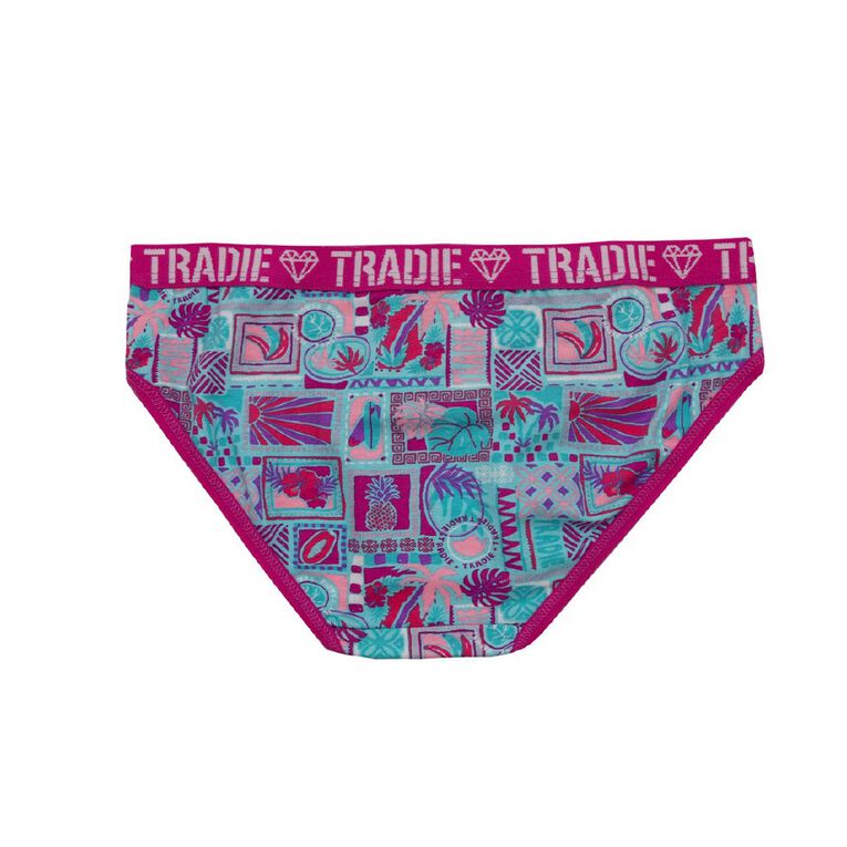 Tradie Girls' Bikini Briefs 3 Pack, Pink Dark, hi-res