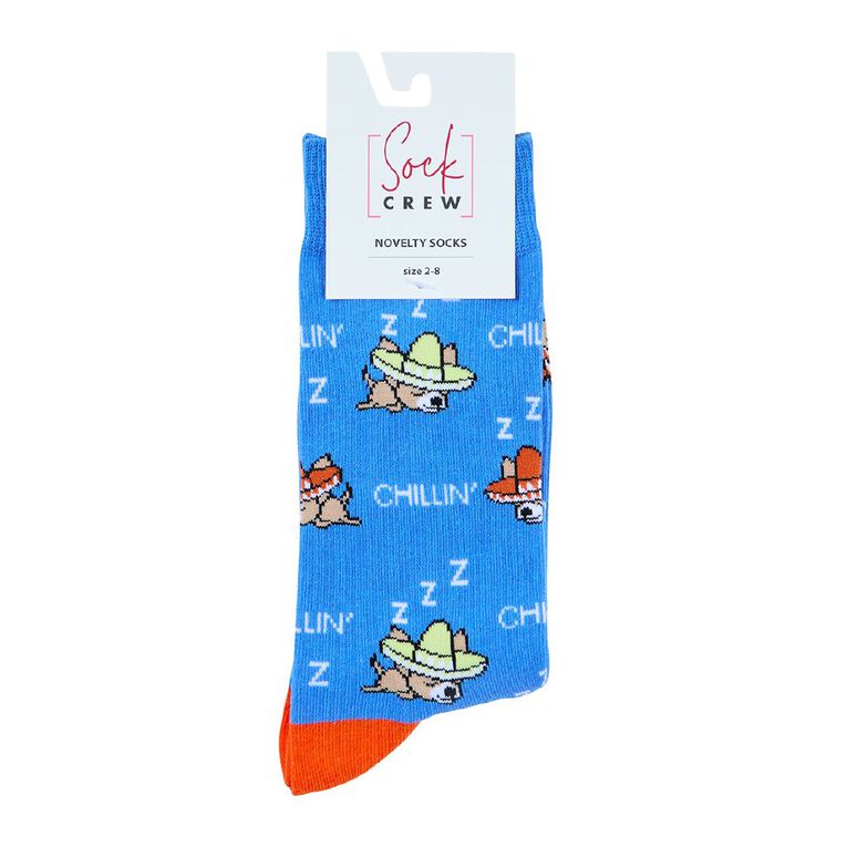 Sock Crew Novelty Crew Socks 1 Pack, Blue, hi-res