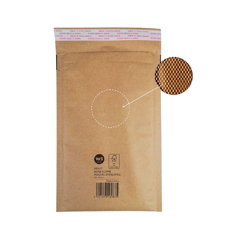 WS Kraft Honeycomb Mailing Envelopes 8in x 12in 70gsm, , hi-res