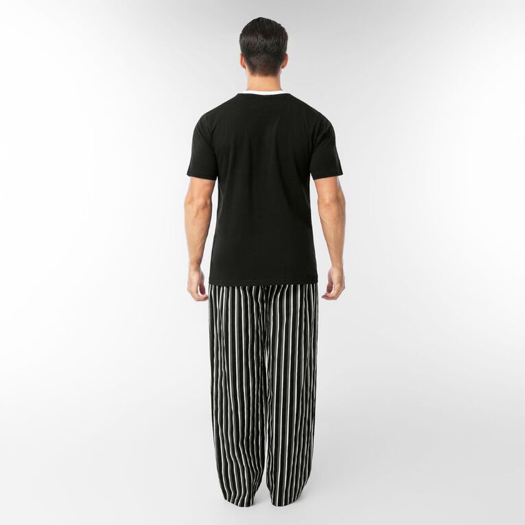 All Blacks Men's Tee and Woven Pants Pyjama Set, Black, hi-res