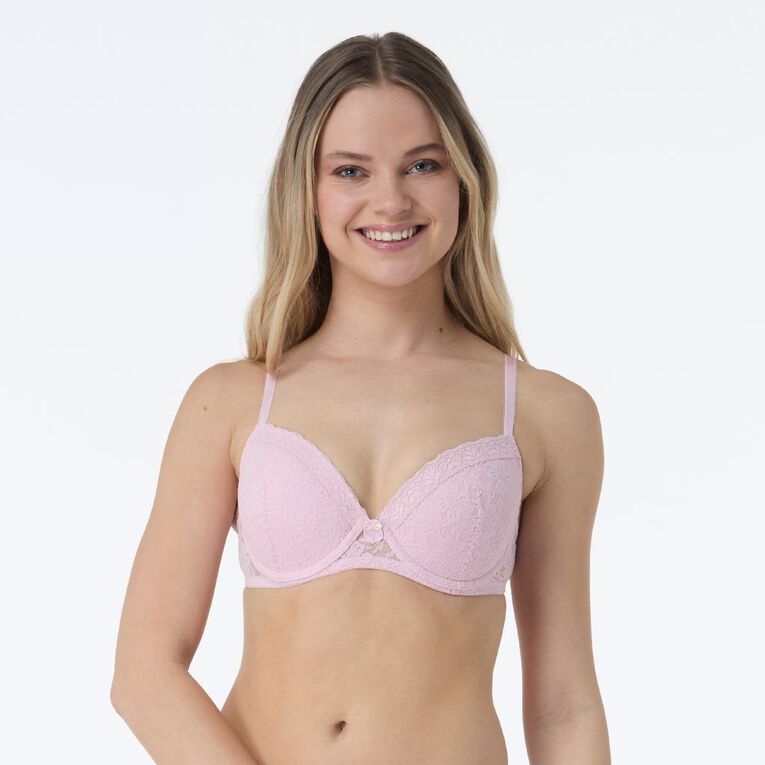 H&H Women's Poppy Lace Contour Bra, Pink Mid, hi-res