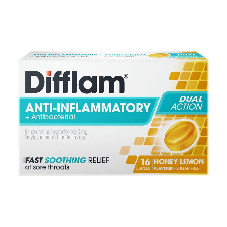 Difflam Dual Action Honey And Lemon Lozenges, , hi-res