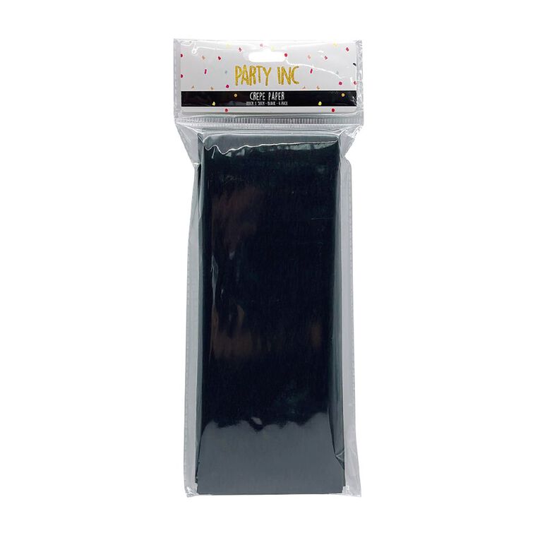 Party Inc Crepe Paper 180 x 50cm Black 4 Pack, , hi-res
