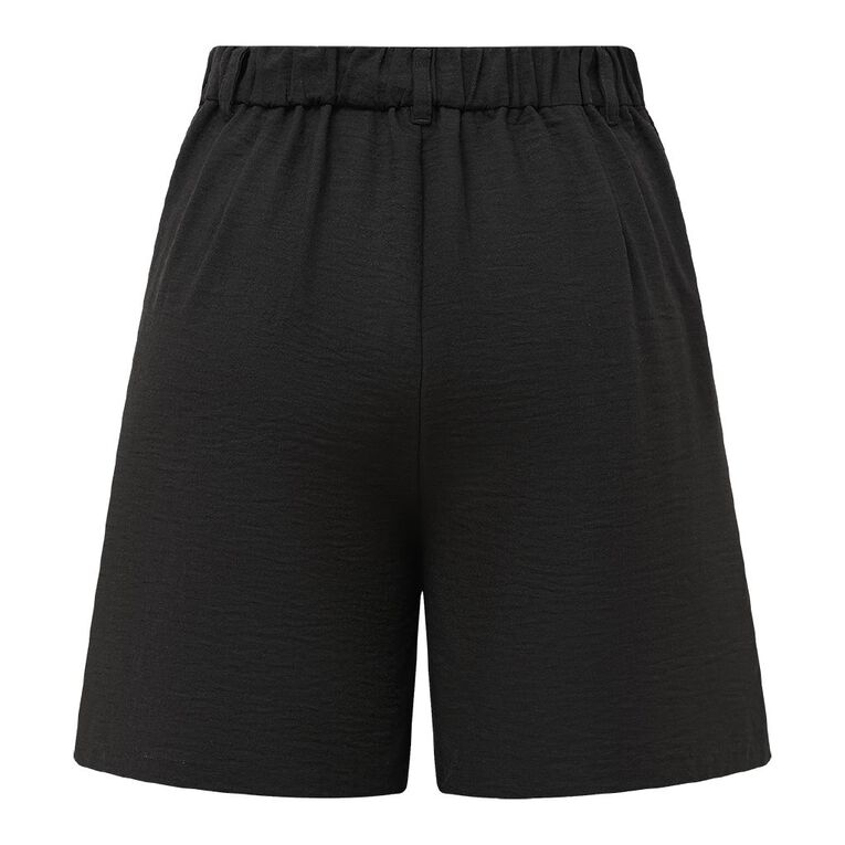 H&H Women's Mid Thigh Pleat Front Shorts, Black, hi-res