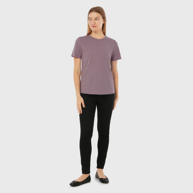 H&H Women's Short Sleeve Crew Neck Cotton Tee, Grey Mid, hi-res