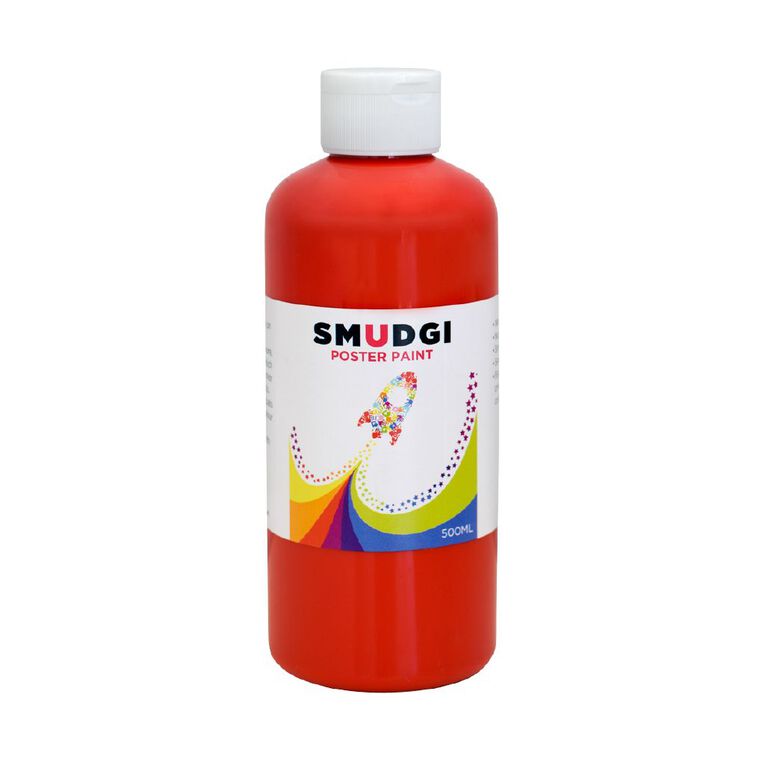 Jasart Smudgi Poster Paint Red 500ml, , hi-res