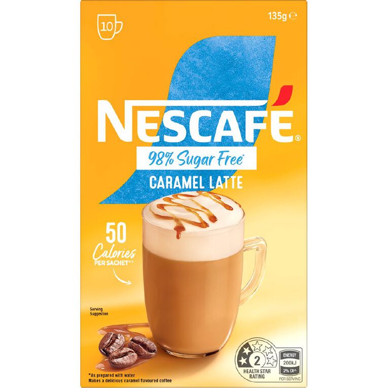 Nescafe 98% Sugar Free Caramel Latte 10 Pack, , hi-res