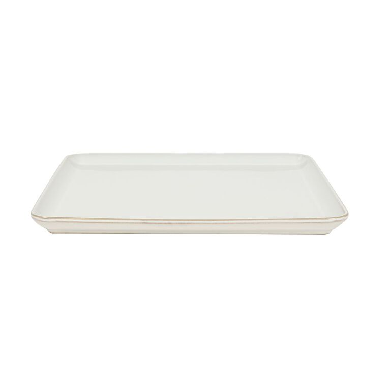 Living & Co Ella Reactive Glaze Square Platter Ivory 35cm, , hi-res