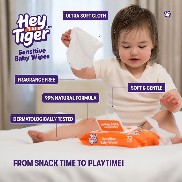 Hey Tiger Sensitive Wipes 216 Pack, , hi-res
