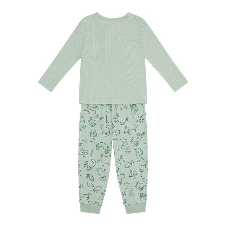H&H Boys' Waffle and Flanelette Pyjama Set, Green Light, hi-res