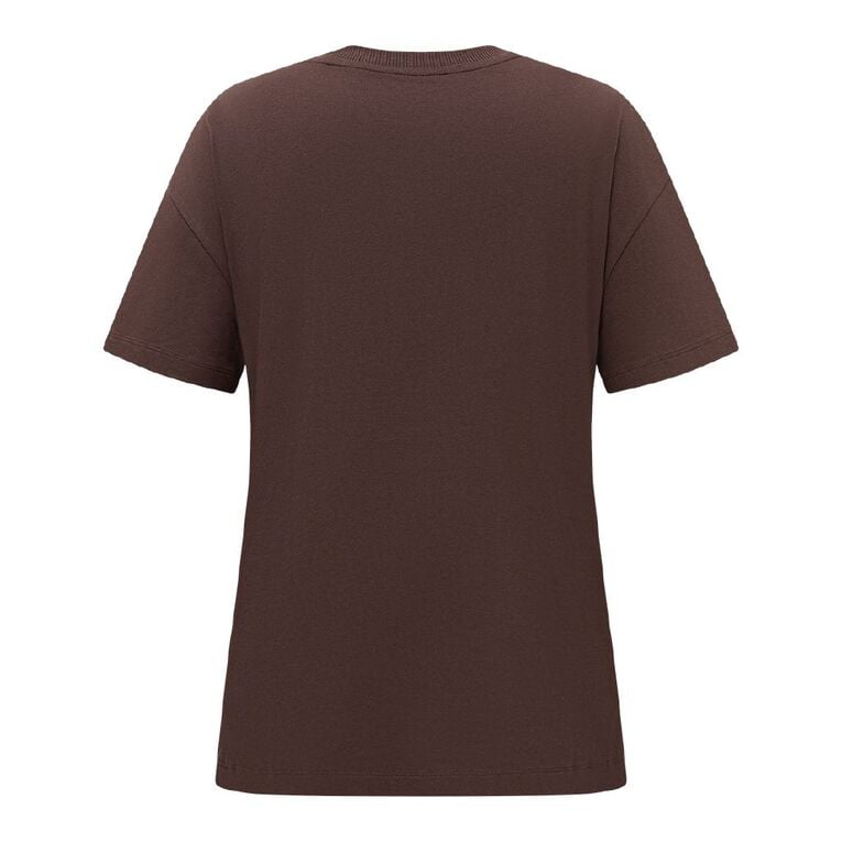 H&H Women's Short Sleeve Boyfriend Graphic Tee, Brown Dark, hi-res