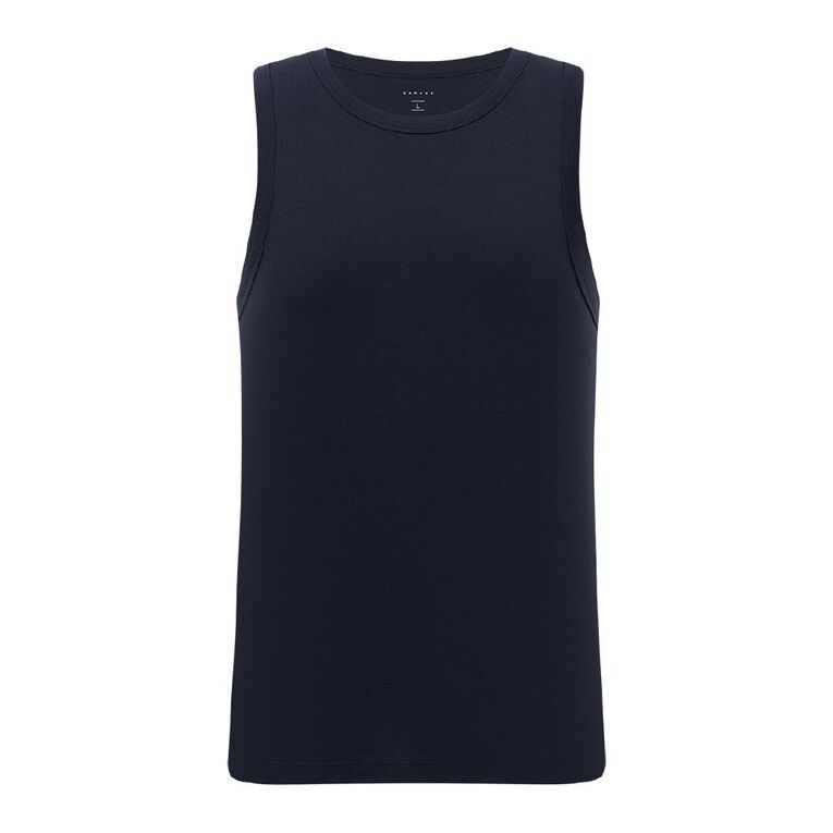 Garage Men's Plain Singlet, Navy, hi-res